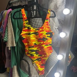 Kendall & Kylie orange camo one piece bathing suit